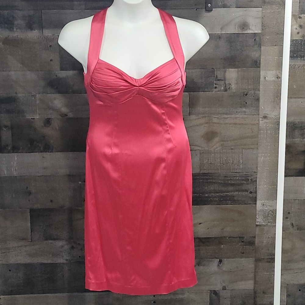 Coral Satin Calvin Klein Dress